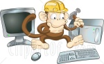 12380-Cute-Monkey-In-A-Hardhat-Working-On-A-Computer-To-Construct-A-Website-Clipart-Illustration